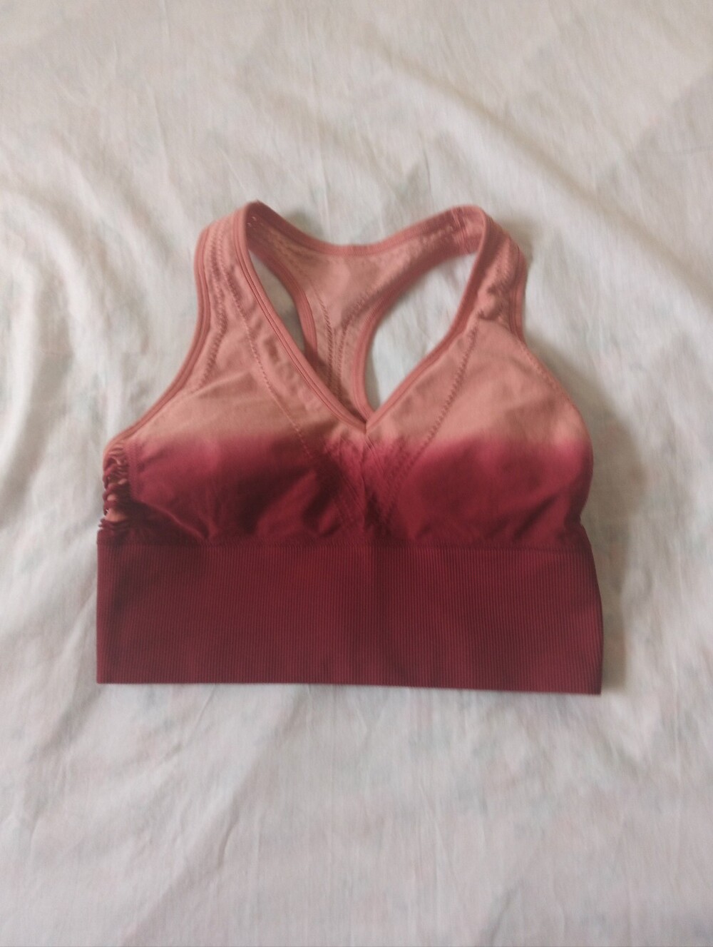 PINK Victoria's Secret Ombre V-Neck Racerback Sports Bra in Pink and Burgundy